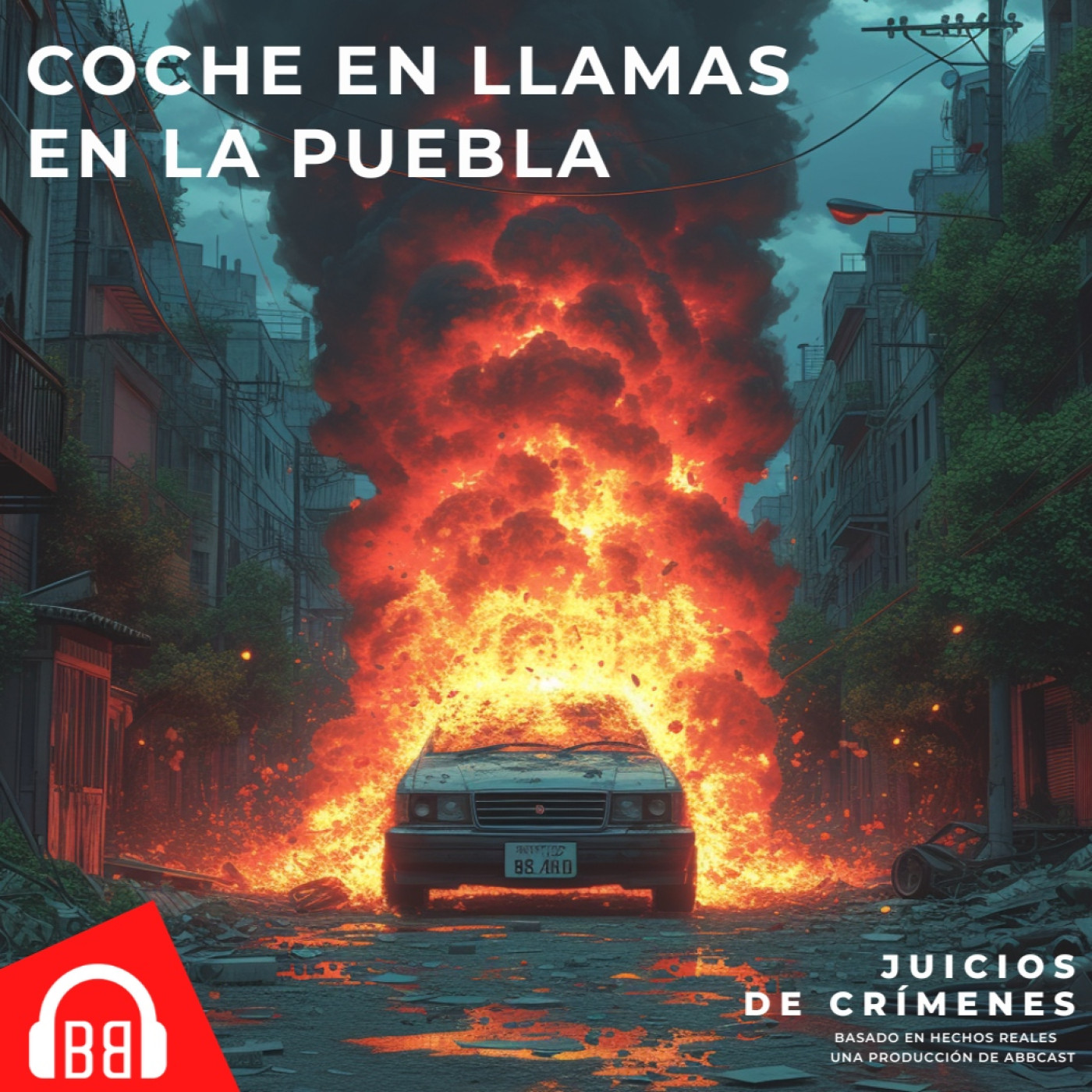 Coche en llamas en la Puebla